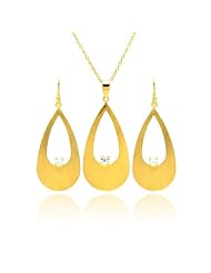 Nickel Free Sterling Silver Pendant & Earring Sets 14K Gold Plated Teardrop Set