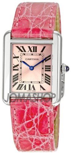 Best Price Cartier Women's W5200000 Tank Solo Pink Leather Strap Watch