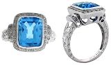 14K White Gold Ladies Blue Topaz / Diamond Ring. Sized to order