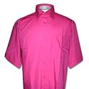 Men's Short Sleeve Hot Pink / Fuchsia Color Dress Shirt