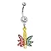 BodyJ4You Belly Button Rings Pot Leaf Dangle 14G Belly Button Ring 1.6mm Comes with Belly Retainer