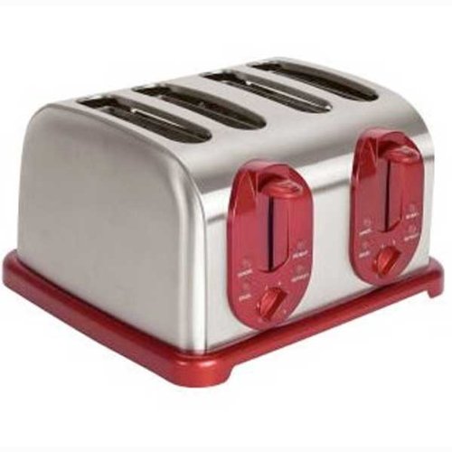 Kalorik TO30865 1500-Watt Red-Metallic 4-Slice Toaster