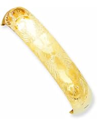 Genuine 14K Yellow Gold 9/16 Lazer Cut Hinged Bangle Bracelet 19 Grams Of Gold 100% Satisfaction Guaranteed.