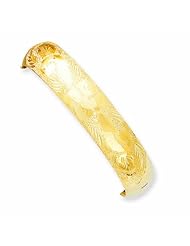 14K Gold 9/16 Lazer Cut Hinged Bangle Bracelet