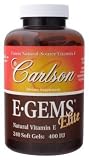 'Carlson E-Gems Elite, Natural Vitamin E, 60 Softgels, 400 IU'