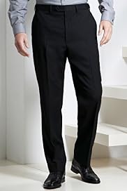 Washable Wool Blend Flat Front Trousers