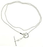 Sterling Silver Necklace with Heart Toggle Clasp 17