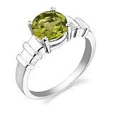 Sterling Silver 2.00 cts Round Cut Peridot Ring Size 8