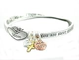 Beautiful Inspirational Mom Tri-Tone Charm Bangle Bracelet Silver Tone on a Message Gift Card
