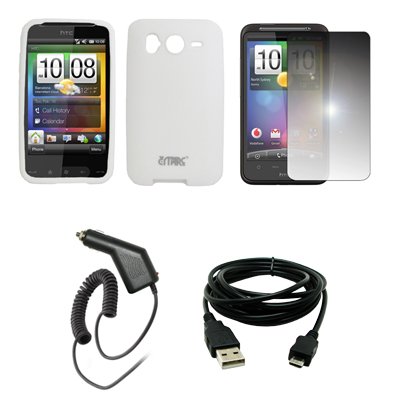 White Silicone Skin Cover Case Mirror Screen Protector Car Charger CLA USB Data Cable for HTC Desire HD White Silicone Skin Cover Case Mirror Screen Protector Car Charger CLA USB Data Cable for HTC Desire HD