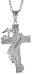 Sterling Silver 2 9/16 (65 mm) Diamond Cut Cross Pendant with Angel
