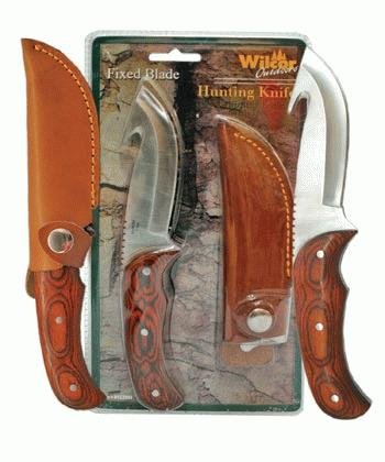 Fixed-Blade With Hook Hunting Knife With Leather Sheath