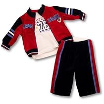 Nanette Infant Boys Red Three Piece Sweatsuit Set