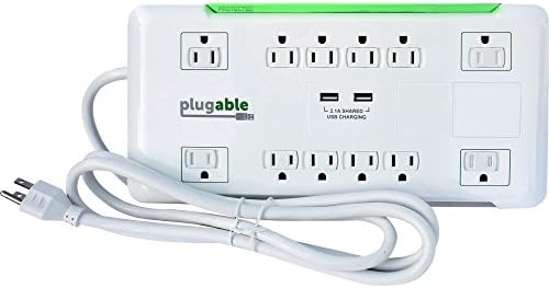 Plugable Technologies PS12-USB2 12 AC SURGE PROTECTOR WHITE 2 PORT USB CHARGER