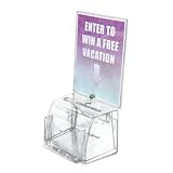 Azar 206009 Large Molded Suggestion Box with Pocket Lock and Key, Clear