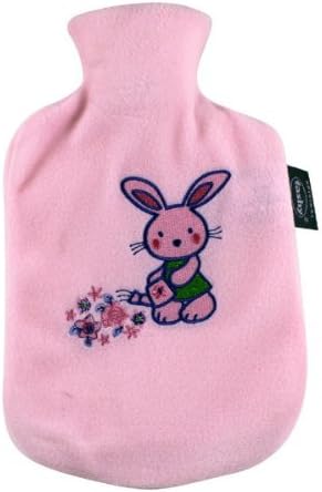 KIds Fleece Cover Fashy Hot Water Bottle - Pink Bunny (1 liter) water bottle by Fashy