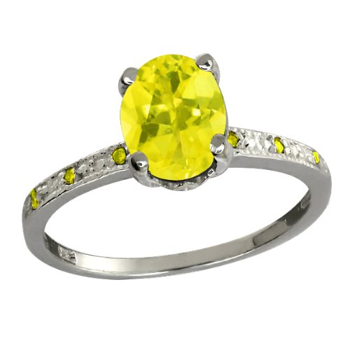 !Cheapest 1.64 Ct Oval Canary Mystic Topaz and Canary Diamond 18k