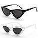 YOSHYA Retro Vintage Narrow Cat Eye Sunglasses for Women Clout Goggles Plastic Frame (Black Grey + White Grey)