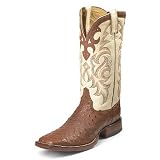 Mens JUSTIN OSTRICH Cowboy Boots Casual WHITE BROWN (Size Run 8 - 13 B D EE) SPR-SUM FAL-WIN by Justin