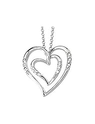 14K White Gold Diamond Heart Pendant with Chain - 0.10 Ct. -- LIFETIME WARRANTY