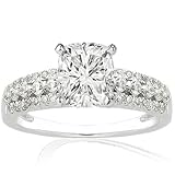 0.85 Ct Cushion Cut 3 Row Round Petite Diamond Engagement Ring Pave Set VVS1 GIA