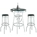3pcs Retro Fountain Style Black & Chrome Finish Bar Table & 2 Stool Set