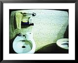 Television Screen Showing Toilet and Bidet Framed Art Poster Print, 31x25