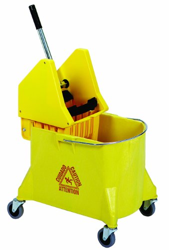 Continental 404-37YW Yellow 44 Quart Structolene Mop Bucket with SW7 Down-Press Wringer