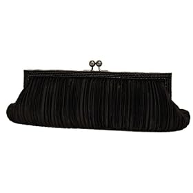 Satin Pleats, Beaded Frame , Metal Closure, Evening Bag - Mona (71 43191)