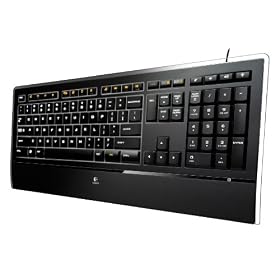 Logitech - Illuminated Keyboard - Clavier - Touches R�tro �clair�es - PerfectStroke - USB - Azerty - Noir