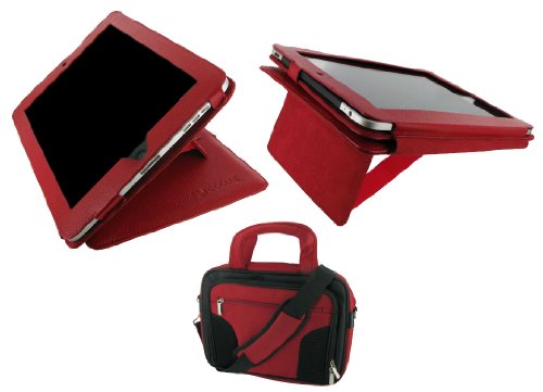 rooCASE 2n1 Couture Folio Genuine Leather (Red) Case Cover and Deluxe Carrying Bag for for Apple iPad 3G Wi-Fi (For 1st Generation iPad, NOT for new iPad 2 release March 2011)