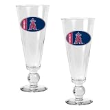 Anaheim Angels MLB 2pc Pilsner Glass Set with Baseball on stem - Oval Logo