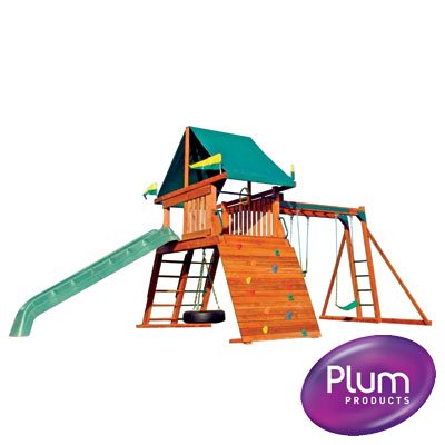 Childrens Toyshop  Toys : Plum Products Cascade wooden Kids Outdoor Slide, Climbing frame and treehouse