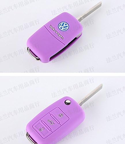 VW Volkswagen PURPLE Remote Flip Key Silicone Protecting Key Case Cover Fob Holder 3 Buttons