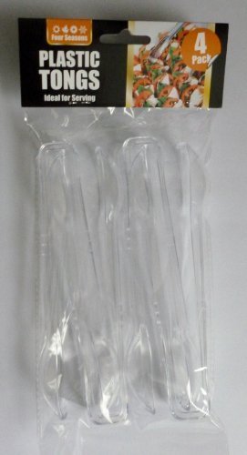 Disposable Clear Plastic Serving Tongs (Pack of Four) - BBQ / Party / Buffet (6" clear Plastic Tongs) by Four Seasons
Disposable Clear Plastic Serving Tongs (Pack of Four) - BBQ / Party / Buffet (6" clear Plastic Tongs) by Four Seasons