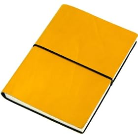 CIAK Large A5 Yellow Leather Notebook/Journal with Plain Ivory Paper