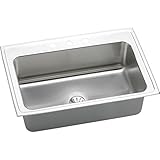 Elkay DLRS332210PD4 18 Gauge Stainless Steel 33 x 22 x 10 Single Bowl Top Mount Kitchen Sink Kit wit