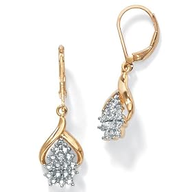 Diamond Accent 18k Gold over Sterling Silver Pierced Earrings
