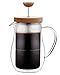 Osaka Cafetiere 6 Cup (27 oz) Double-Walled Borosilicate Glass, Coffee and Tea French Press, with Wood Lid 