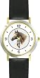 Stallion and Colt in Circle - JP - Horse - WATCHBUDDY&reg; DELUXE TWO-TONE THEME WATCH - Arabic Numbers - Black Leather Strap-Women's Size-Small