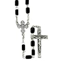 4x6mm Black Square Wood Rosary Beads on 30 1/2