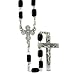 4x6mm Black Square Wood Rosary Beads on 30 1/2" Rosary Necklace w/ Silver Plated Crucifix & Center. The Neck Chain Size is 25" Length.