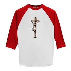 Christ on Cross - Raglan 3 4 Sleeve T-Shirt