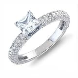1.20CT PRINCESS DIAMOND ACCENT ENGAGEMENT RING 14k GOLD