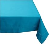 Mahogany Solid-Color 100-Percent Cotton Hemstitch Tablecloth, 60-Inch by 60-Inch Square, Turquoise