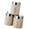 Premier Housewares Light Cream Enamel Rubber Sealed Tea, Coffee and Sugar Canisters with Silver Lid and Word Detail, Set of 3