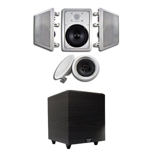 (5) 6.5 In-Wall Speakers (HT-65) w/10 Powered Sub (PSW10) by Acoustic Audio (5) 6.5 In-Wall Speakers (HT-65) w/10 Powered Sub (PSW10) by Acoustic Audio