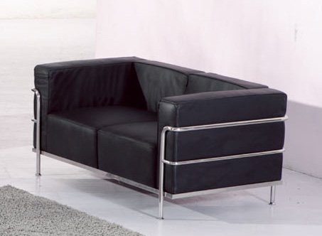 Stunning Le Corbusier Style Black Leather Modern 