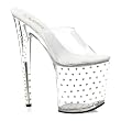 8 Inch High Platform Rhinestone Shoes Sexy Stripper Shoes Spike Heel Open Toe Slide Clear
