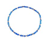 Anklet - A70 - Stretch 4mm Swarovski (tm) Crystal and Silver Tone Heishi Beads ~ Sapphire